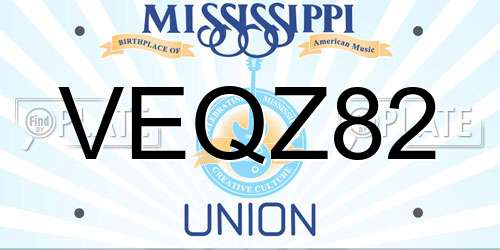 VEQZ82 Mississippi License Plate