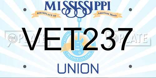 VET237 Mississippi License Plate