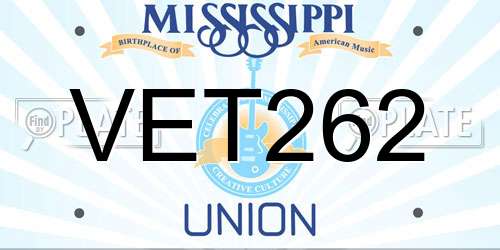 VET262 Mississippi License Plate