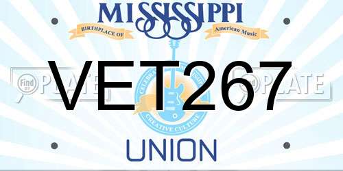 VET267 Mississippi License Plate