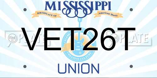 VET26T Mississippi License Plate