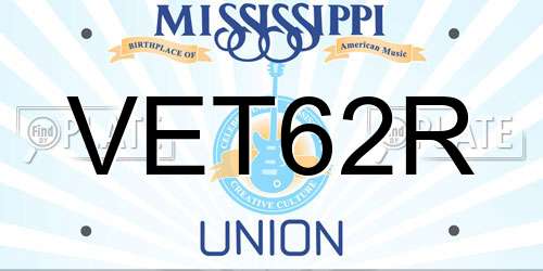 VET62R Mississippi License Plate