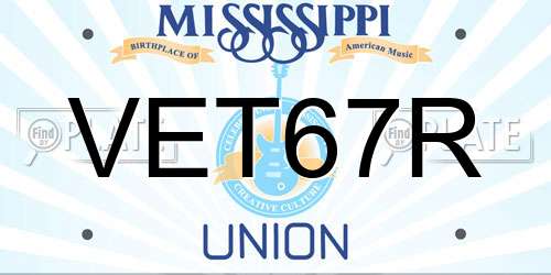 VET67R Mississippi License Plate