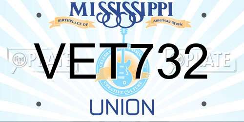 VET732 Mississippi License Plate