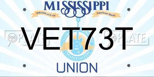 VET73T Mississippi License Plate