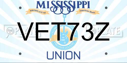 VET73Z Mississippi License Plate
