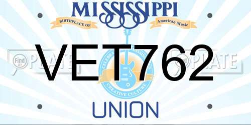 VET762 Mississippi License Plate