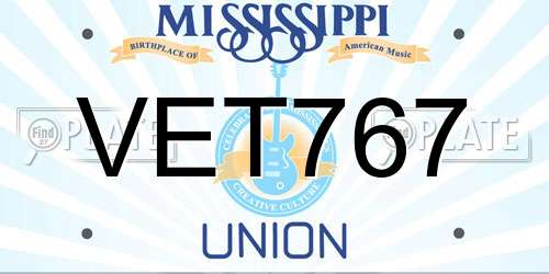 VET767 Mississippi License Plate