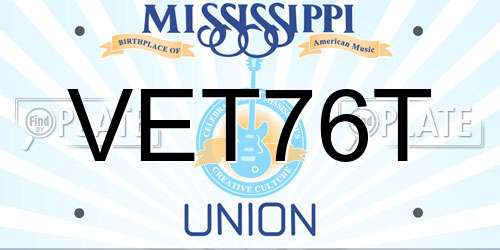 VET76T Mississippi License Plate