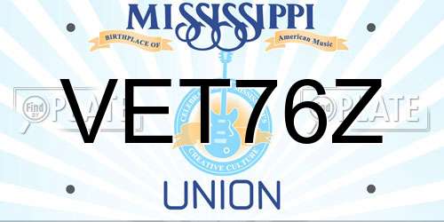 VET76Z Mississippi License Plate