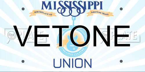 VETONE Mississippi License Plate