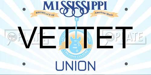 VETTET Mississippi License Plate