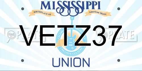 VETZ37 Mississippi License Plate