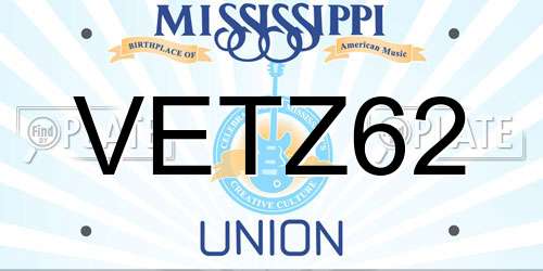 VETZ62 Mississippi License Plate