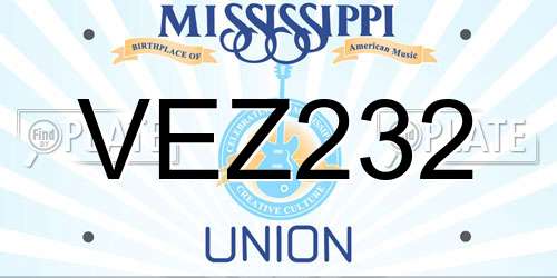 VEZ232 Mississippi License Plate