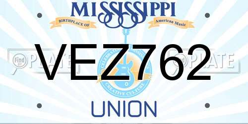 VEZ762 Mississippi License Plate