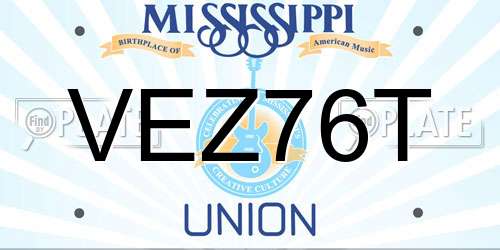 VEZ76T Mississippi License Plate