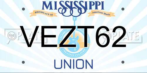 VEZT62 Mississippi License Plate