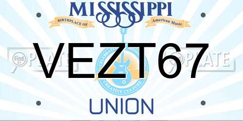 VEZT67 Mississippi License Plate