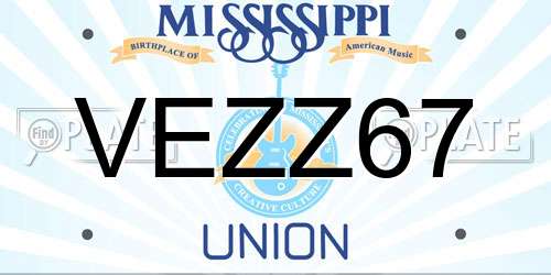 VEZZ67 Mississippi License Plate