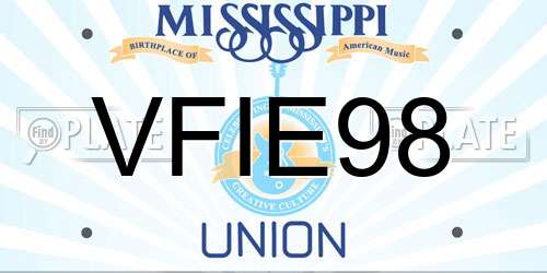 VFIE98 Mississippi License Plate