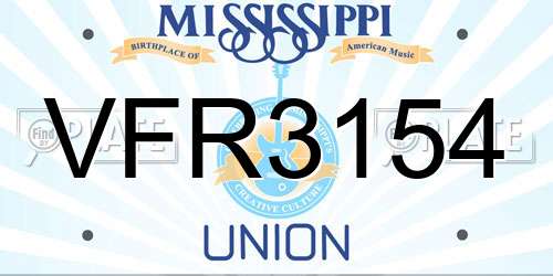 VFR3154 Mississippi License Plate