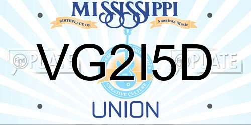 VG2I5D Mississippi License Plate