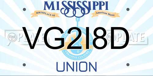 VG2I8D Mississippi License Plate