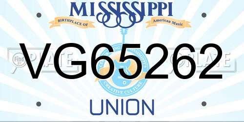 VG65262 Mississippi License Plate