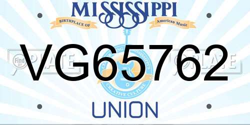 VG65762 Mississippi License Plate