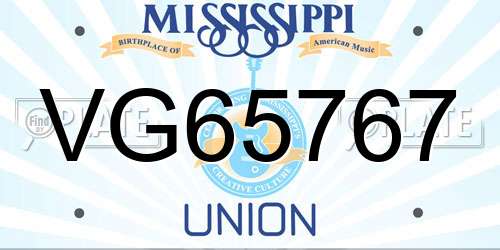 VG65767 Mississippi License Plate