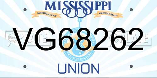 VG68262 Mississippi License Plate