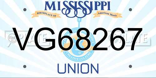 VG68267 Mississippi License Plate
