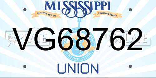 VG68762 Mississippi License Plate