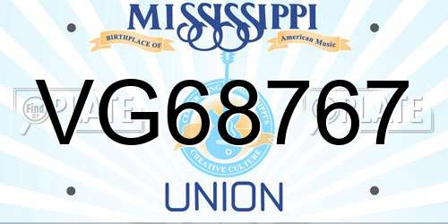 VG68767 Mississippi License Plate