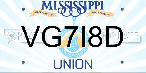 VG7I8D Mississippi License Plate