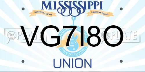 VG7I8O Mississippi License Plate