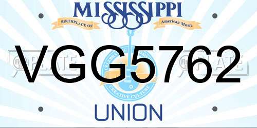 VGG5762 Mississippi License Plate