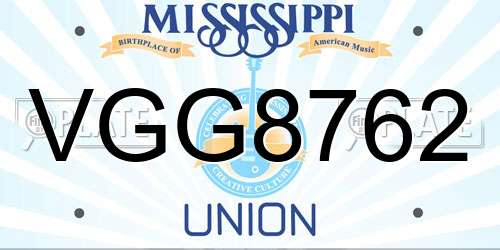 VGG8762 Mississippi License Plate