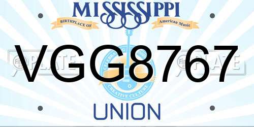 VGG8767 Mississippi License Plate