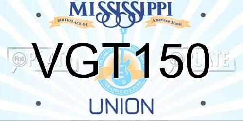 VGT150 Mississippi License Plate