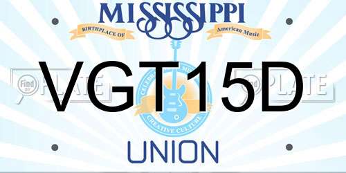 VGT15D Mississippi License Plate