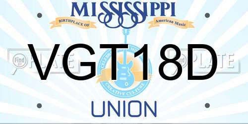 VGT18D Mississippi License Plate