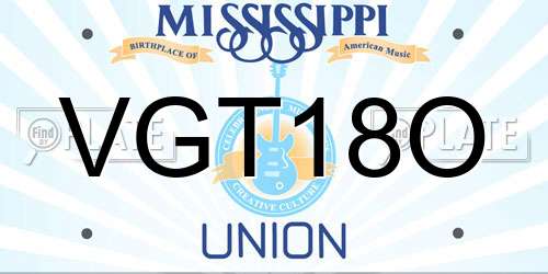 VGT18O Mississippi License Plate