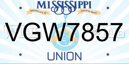 VGW7857 Mississippi License Plate