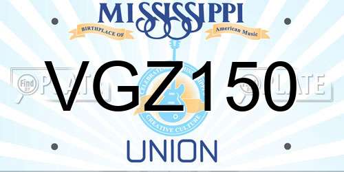 VGZ150 Mississippi License Plate