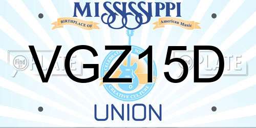 VGZ15D Mississippi License Plate