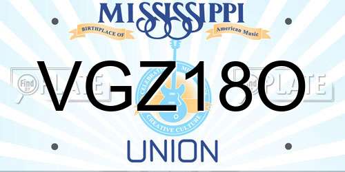 VGZ18O Mississippi License Plate