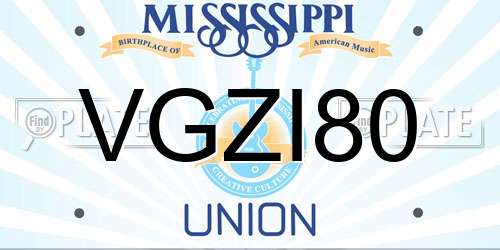 VGZI80 Mississippi License Plate