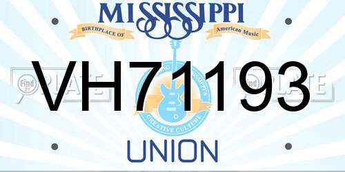 VH71193 Mississippi License Plate